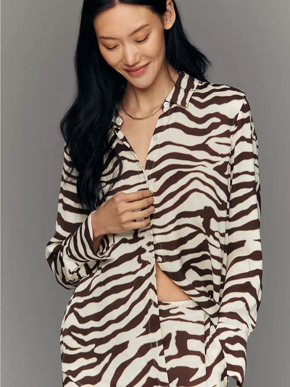 NWT Rails Saige Buttondown Blouse (Size Small) Espresso Zebra